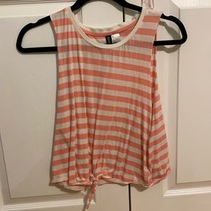 Pink and white striped top